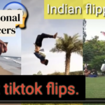 Presentation slide: three photos of people doing flips. Three clips of overlain text: "Aspirational influencers". "Indian flippers." "Best tiktok flips."