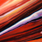 "Acrylic Paint Rivers" - closeup of an abstract painting in shades of red, orange and white